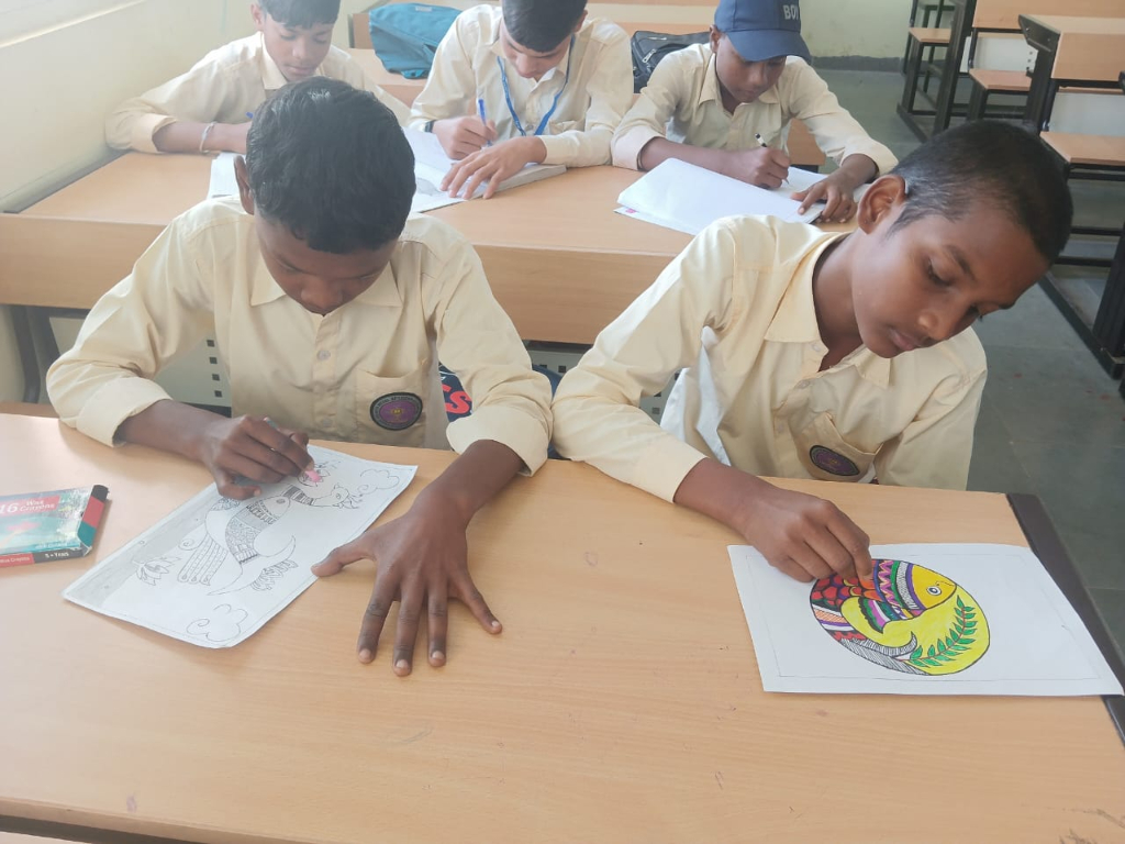 PAINTING COMPETITION CONDUCTED AT EMRS SHAHDOL UNDER JANJATIYA GAURAV VARSH 2025 ON 5TH NOVEMBER 2025